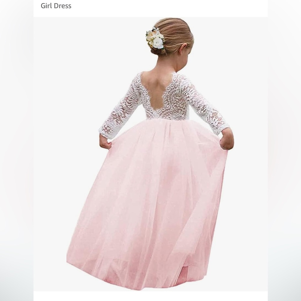 Easter Toddler Full-Length Straight Tulle Tutu Lace Back Party Flower Girl Dress